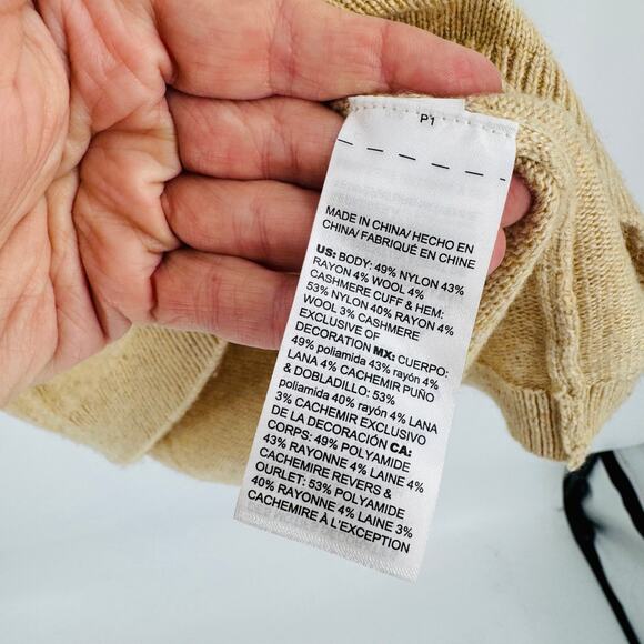 Chico’s Wool Cashmere Leopard Embroidered Sweater Tan Crewneck Women’s Size 0 - Picture 5 of 7